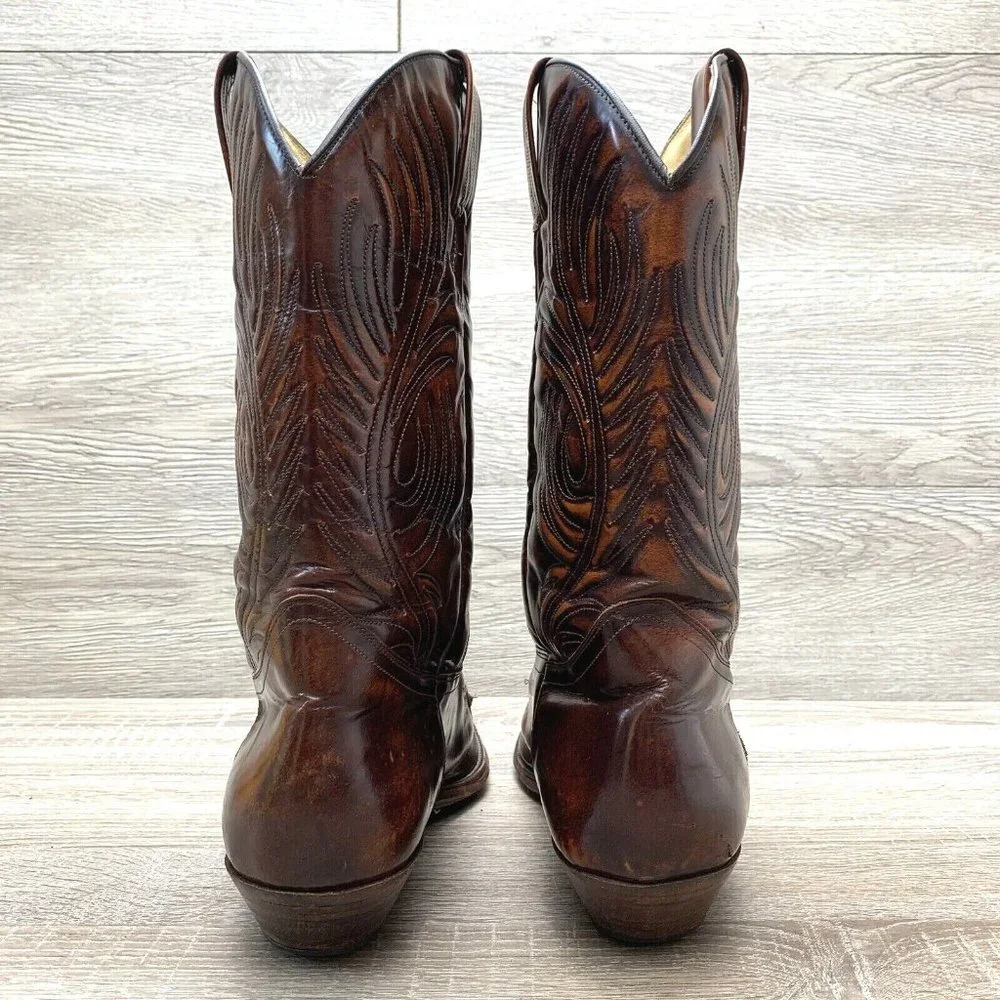 Vtg 1970s-80s TONY MORA Men Western Boots Tufted Brown Leather MADE SPAIN 12 D - Picture 7 of 12